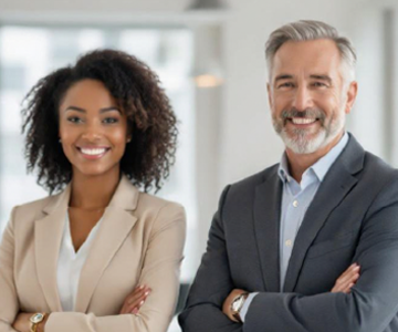 Two people smiling