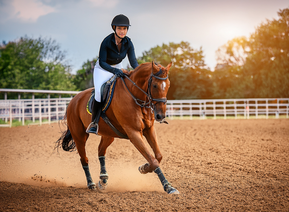 A horse rider in the ring