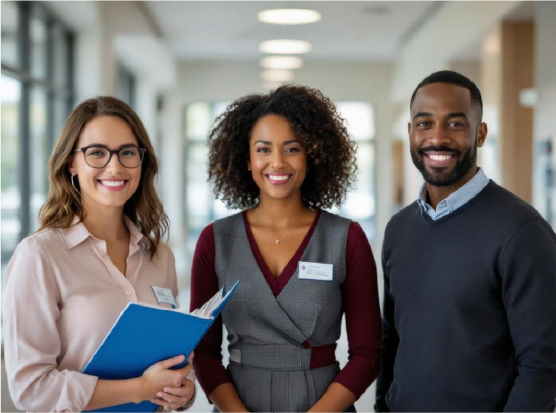 Three People Smiling