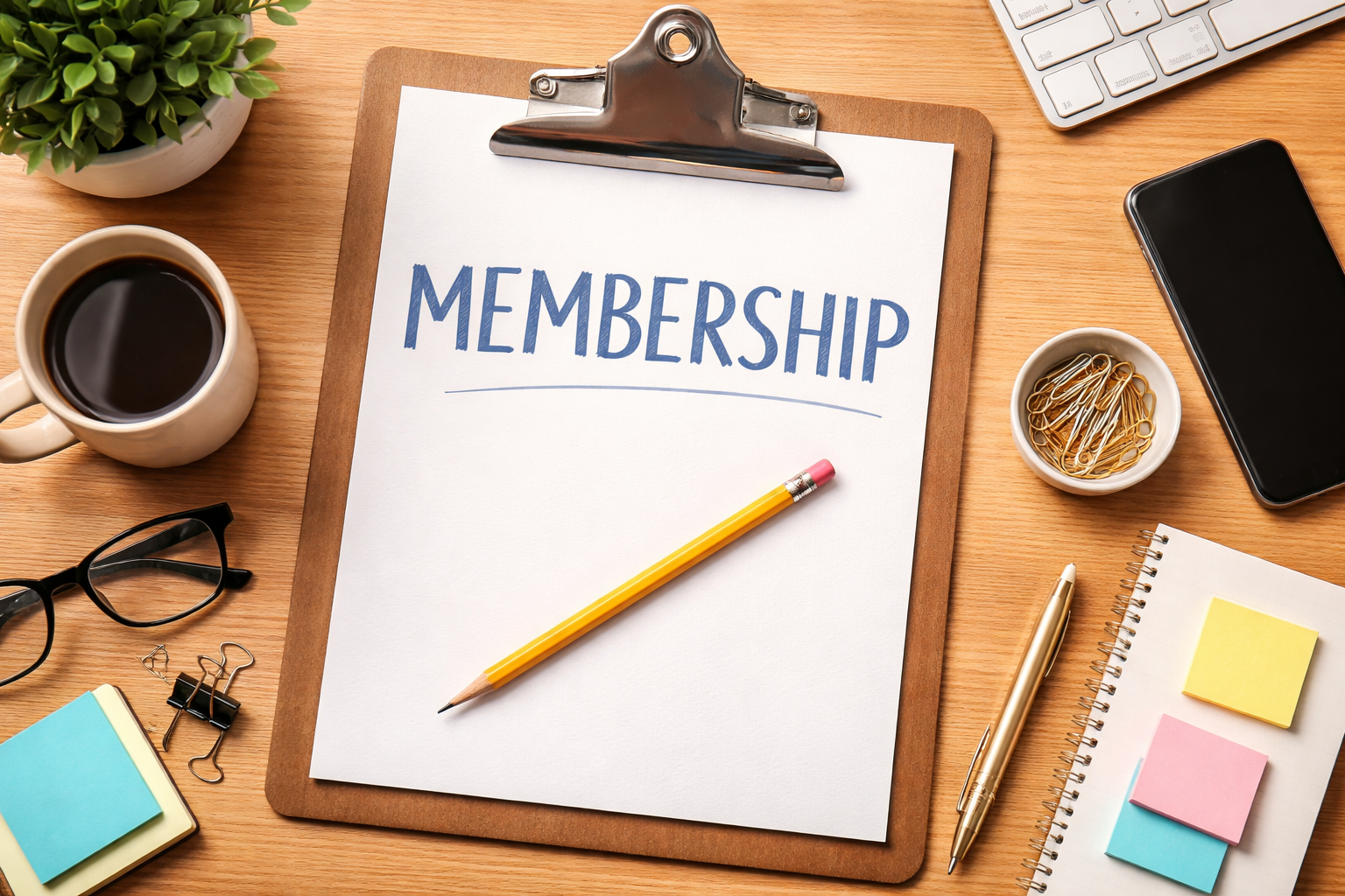 Membership written on a clipboard